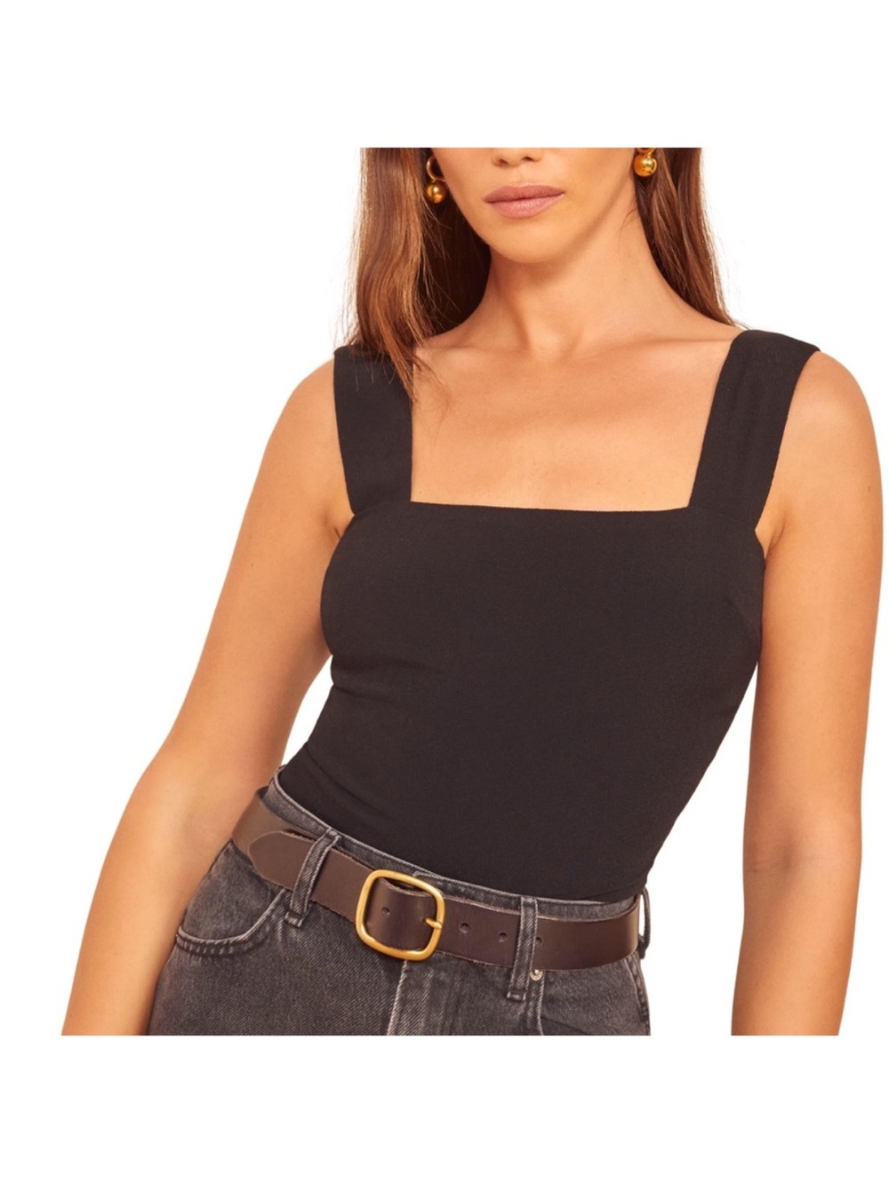 Reformation Black Square-Neck Tank - Women